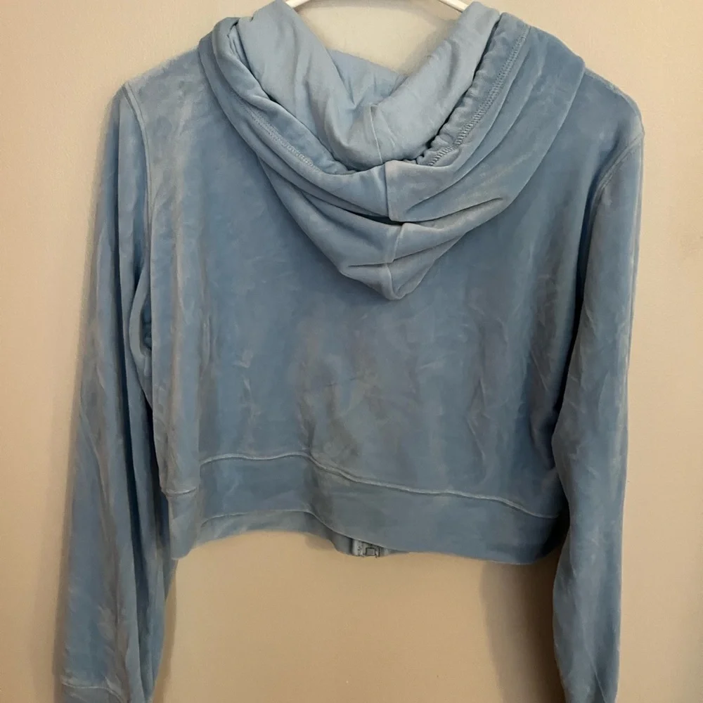 Hollister Women's Sky‎ Blue Velour Zip-Up Hoodie Jacket